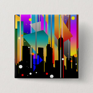 Moderne geometrische Formen in New York Abstrakt Button