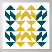 Moderne geometrische Formen Kunst in Blau und Gelb Poster (Vorne)