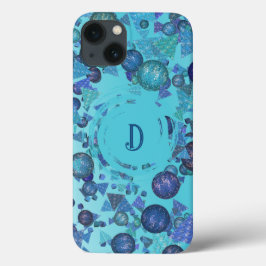 Moderne geometrische Formen mit Monogramm in blau Case-Mate iPhone Hülle