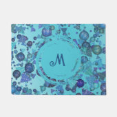 Moderne geometrische Formen mit Monogramm in blau Fußmatte (Vorderseite)