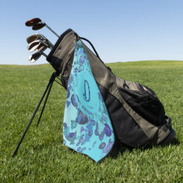 Moderne geometrische Formen mit Monogramm in blau Golfhandtuch
