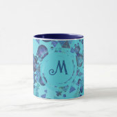 Moderne geometrische Formen mit Monogramm in blau Tasse (Zentrum)
