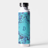 Moderne geometrische Formen mit Monogramm in blau Trinkflasche (Links)
