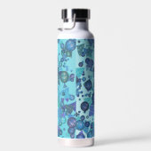 Moderne geometrische Formen mit Monogramm in blau Trinkflasche (Rechts)