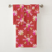 Moderne geometrische Formen Muster in hellrot Badhandtuch Set (Insitu)