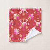 Moderne geometrische Formen Muster in hellrot Badhandtuch Set (Waschlappen)