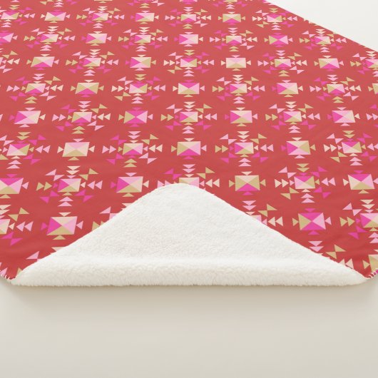 Moderne geometrische Formen Muster in hellrot Sherpadecke (3/4)