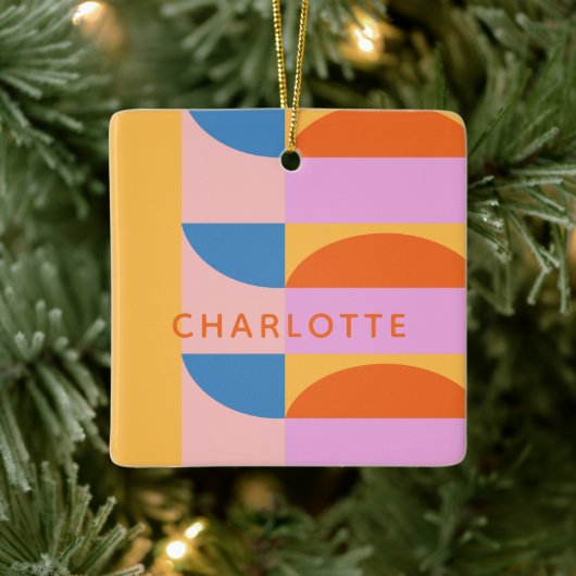 Moderne geometrische Formen Personalisiert Keramikornament (Baum)