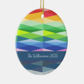 Moderne geometrische Formen Rainbow Personalisiert Keramik Ornament (Rechts)