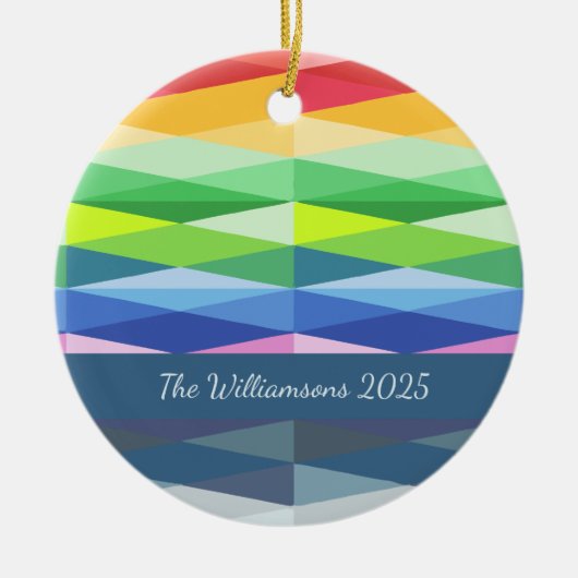 Moderne geometrische Formen Rainbow Personalisiert Keramik Ornament (Vorne)