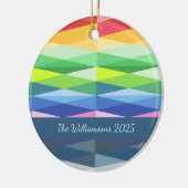 Moderne geometrische Formen Rainbow Personalisiert Keramik Ornament (Links)