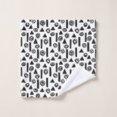 Moderne geometrische Formen Schwarz/Weiß Badhandtuch Set (Waschlappen)