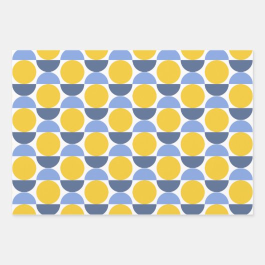 Moderne geometrische Formen von Blau und Gelb Geschenkpapier Set (Vorderseite)