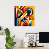 Moderne geometrische Fusion - Abstrakte Farbblockk Poster (Heimbüro)