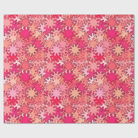 Moderne geometrische Gänge, Korallenrosa und Pfirs Geschenkpapier (Flach)