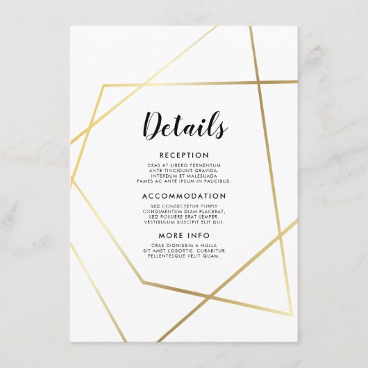 Moderne geometrische Gast-Informationskarte für Go Begleitkarte (Vorderseite)