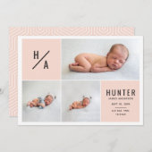 Moderne geometrische Geburtsankündigung mehrerer F Ankündigung (Vorne/Hinten)