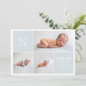 Moderne geometrische Geburtsankündigung mehrerer F Ankündigung (Stehend Vorderseite)