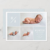 Moderne geometrische Geburtsankündigung mehrerer F Ankündigung (Vorne/Hinten)