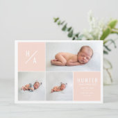 Moderne geometrische Geburtsankündigung mehrerer F Ankündigung (Stehend Vorderseite)