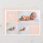 Moderne geometrische Geburtsankündigung mehrerer F Ankündigung (Vorne/Hinten)