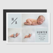 Moderne geometrische Geburtsankündigung mehrerer F Magnetkarte (Vorne/Hinten)