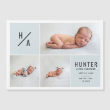 Moderne geometrische Geburtsankündigung mehrerer F