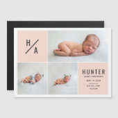 Moderne geometrische Geburtsankündigung mehrerer F Magnetkarte (Vorne/Hinten)