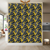 Moderne geometrische Gelb- und Navy-Keramik Fliese