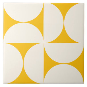Moderne geometrische gelbe Halbkreise Tile Fliese