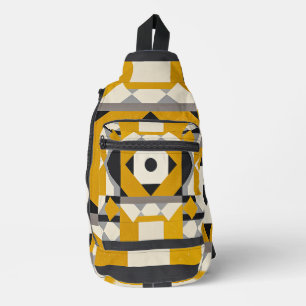 Moderne geometrische, gelbe und graue Schleudertas Crossbody Bag