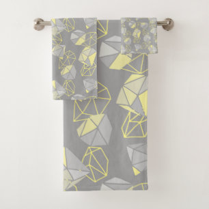 Moderne geometrische Gemische Muster Grau & Gelb Badhandtuch Set