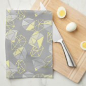 Moderne geometrische Gemische Muster Grau & Gelb Geschirrtuch (Viertel Falte)