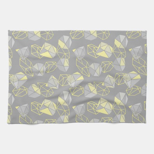 Moderne geometrische Gemische Muster Grau & Gelb Geschirrtuch (Horizontal)