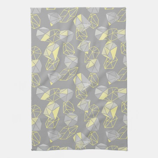 Moderne geometrische Gemische Muster Grau & Gelb Geschirrtuch (Vertikal)