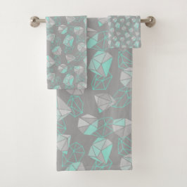 Moderne geometrische Gemische Muster Gray & Aqua Badhandtuch Set