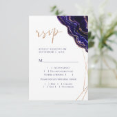 Moderne geometrische Geode Blaue Lila Mahlzeit RSVP Karte (Stehend Vorderseite)