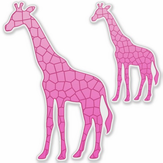 Moderne geometrische Giraffe, Fuchsia und Light Pi Aufkleber (Vorderseite)