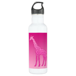 Moderne geometrische Giraffe, Fuchsia und Light Pi Edelstahlflasche