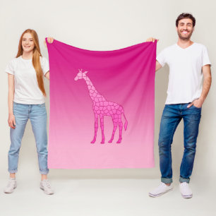 Moderne geometrische Giraffe, Fuchsia und Light Pi Fleecedecke