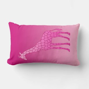 Moderne geometrische Giraffe, Fuchsia und Light Pi Lendenkissen
