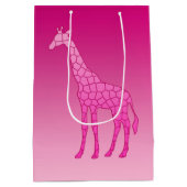 Moderne geometrische Giraffe, Fuchsia und Light Pi Mittlere Geschenktüte (Rückseite)