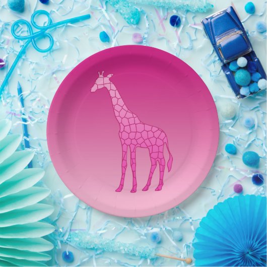 Moderne geometrische Giraffe, Fuchsia und Light Pi Pappteller (Party)