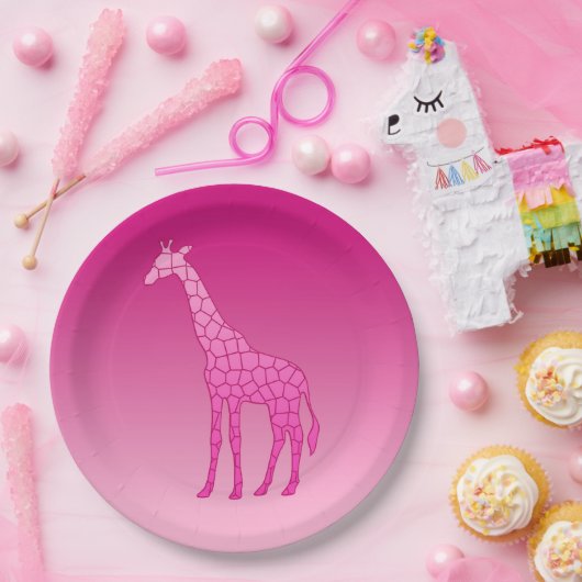 Moderne geometrische Giraffe, Fuchsia und Light Pi Pappteller (Party)
