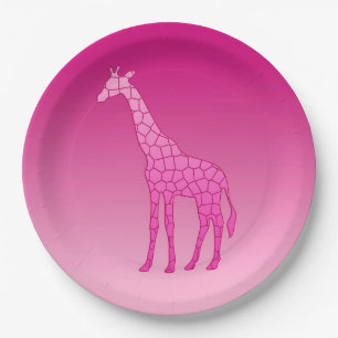 Moderne geometrische Giraffe, Fuchsia und Light Pi Pappteller