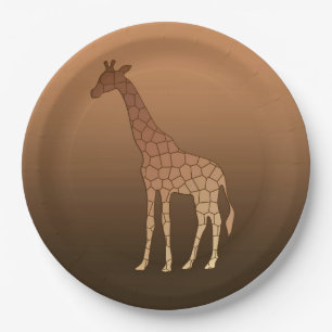 Moderne geometrische Giraffe, Kupfer und braun Pappteller