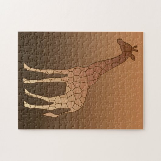 Moderne geometrische Giraffe, Kupfer und braun Puzzle (Horizontal)
