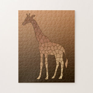 Moderne geometrische Giraffe, Kupfer und braun Puzzle