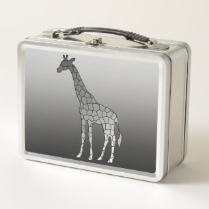 Moderne geometrische Giraffe, Silbergrau/Grau Metall Lunch Box