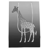Moderne geometrische Giraffe, Silbergrau/Grau Mittlere Geschenktüte (Rückseite)